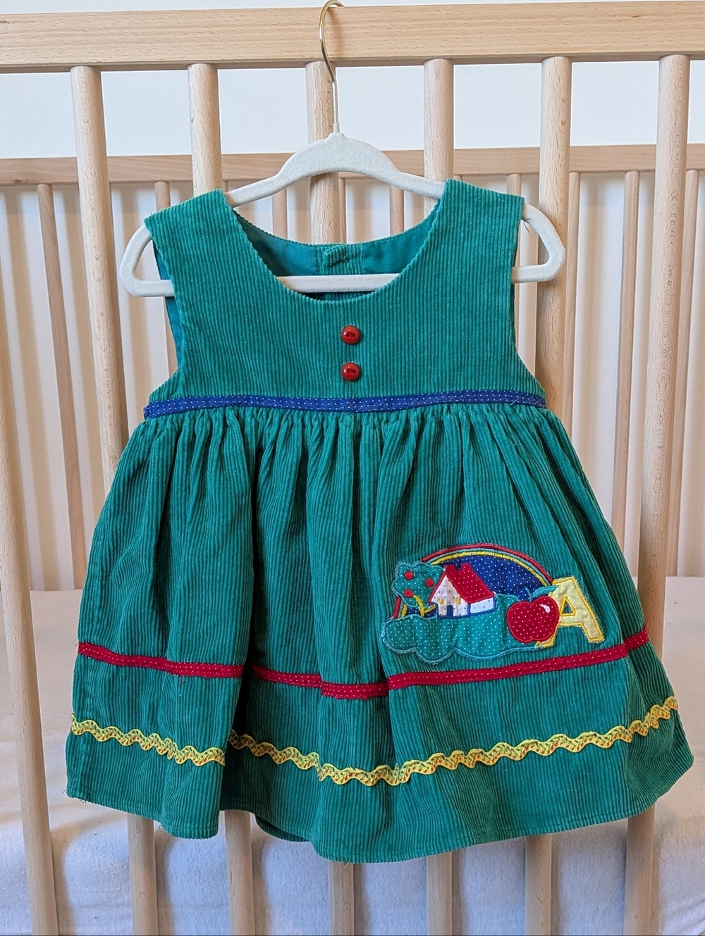 VINTAGE - 18M - 90's Kidscore Colorblock  Dress Green Blue Red And Yellow